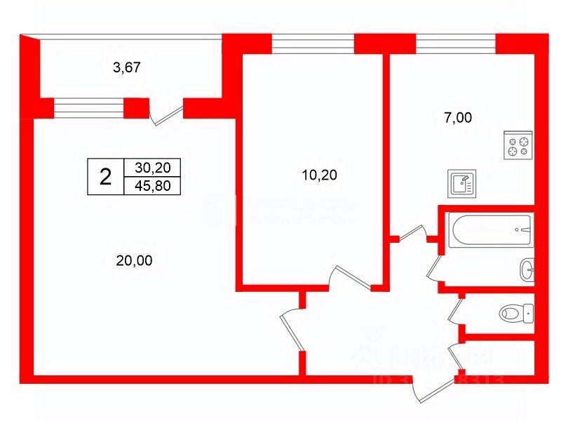 Продажа 2-комн квартиры на вторичном рынке Купчинская улица, 20К2