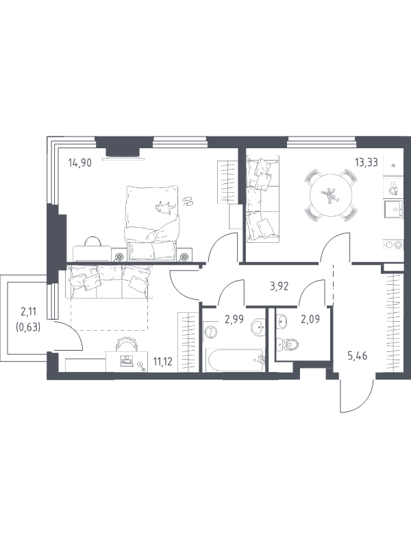 Продажа 2-комн квартиры в новостройке Мисайлово д., Молодежный б-р,  к. 18