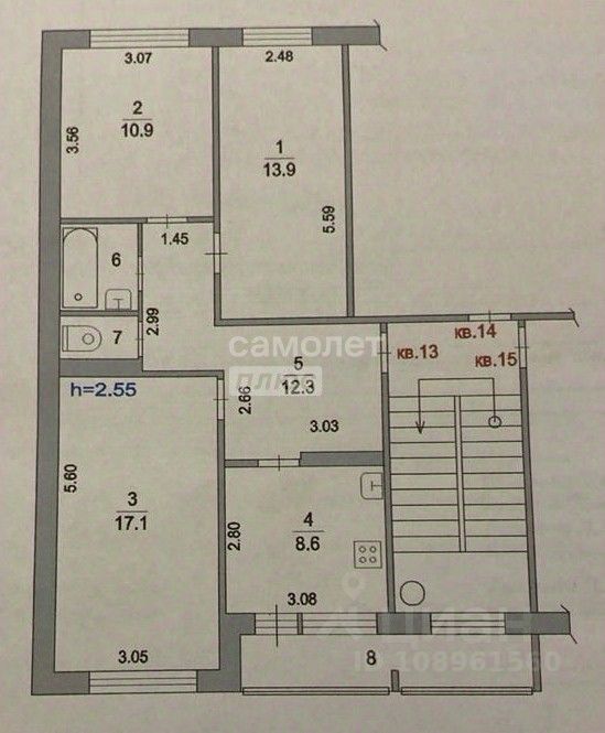 Продажа 3-комн квартиры на вторичном рынке д. Островцы, улица Подмосковная, 19