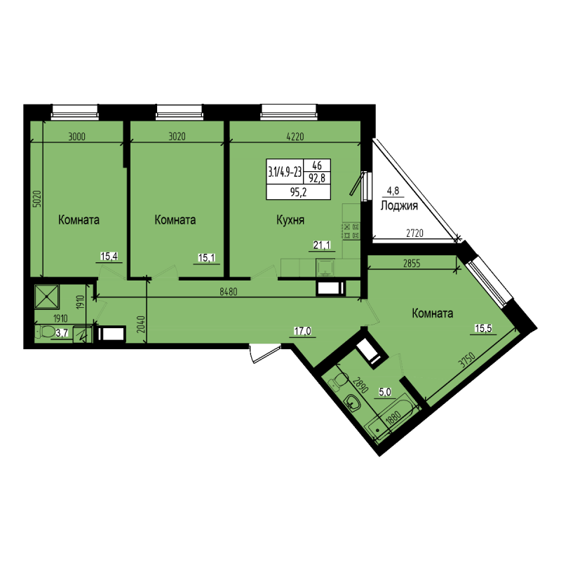 Продажа 3-комн квартиры в новостройке Парголово п., Заречная ул.,  к. 2