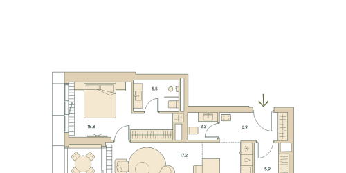 1-комн квартира Москва г., Звенигородская ул.,  к. 1