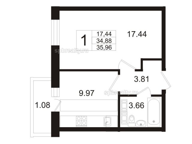 Планировка ЖК Австрийский квартал, 17.92 м2