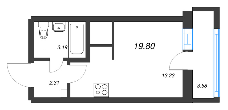 Продажа студии Санкт-Петербург г., Муринская дор.,  к. 1