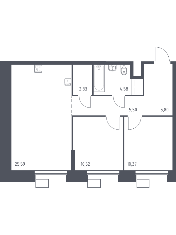Продажа 2-комн квартиры в новостройке Дудкино д., Цветочная ул.,  к. 2.2
