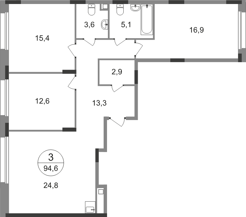 Продажа 3-комн квартиры в новостройке Рассказовка д., Бориса Пастернака ул.,  к. 18.1