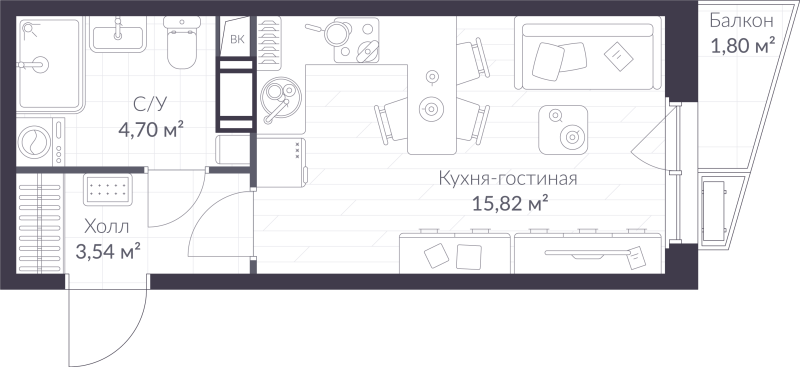 Продажа студии Сертолово г., Дмитрия Кожемякина ул.,  к. 7