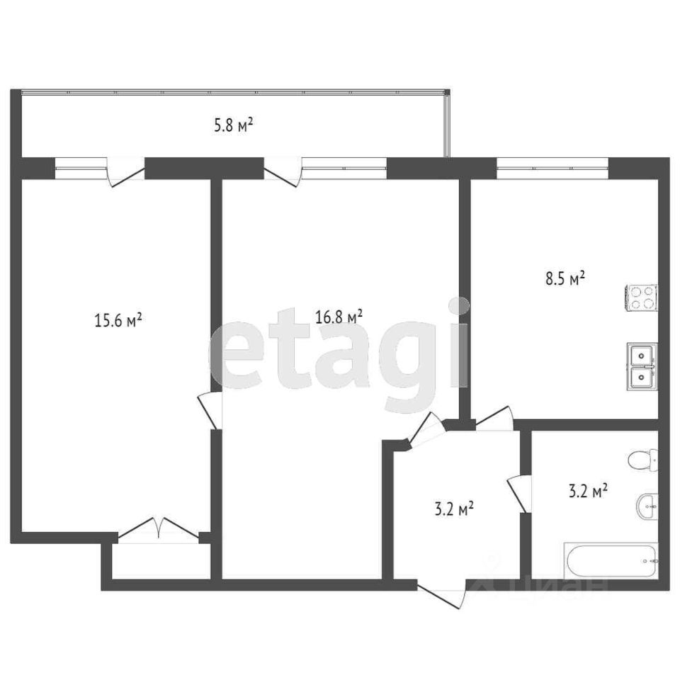 Продажа 2-комн квартиры на вторичном рынке улица Космонавтов, 8К2