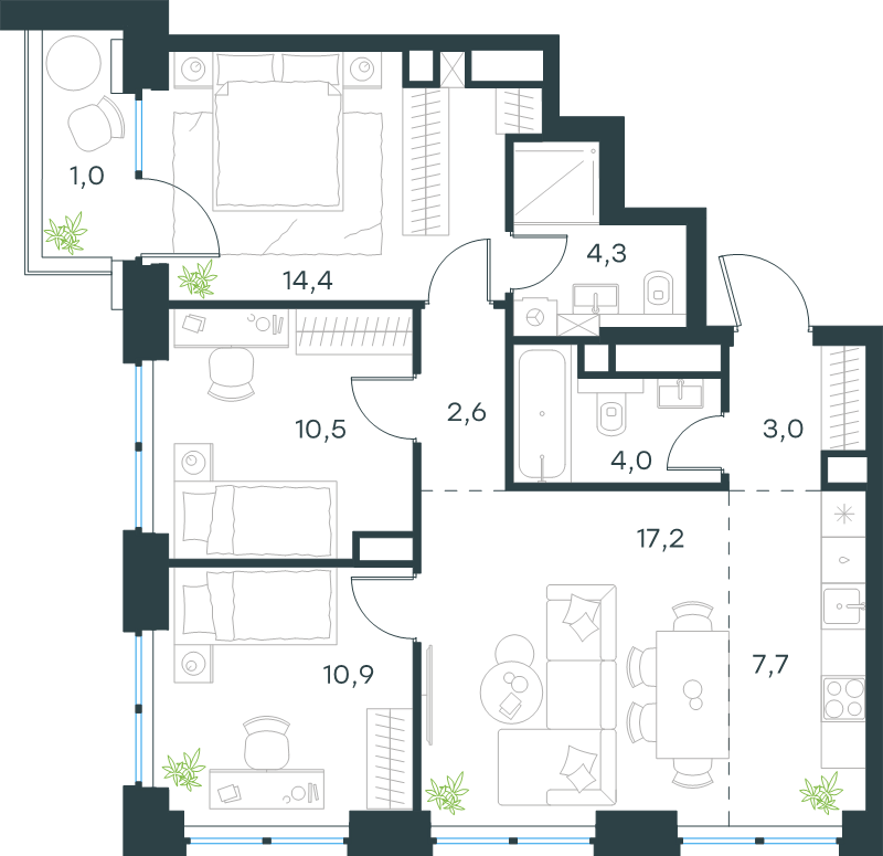 Продажа 3-комн квартиры в новостройке Москва г., 3-й Силикатный проезд,  к. 1