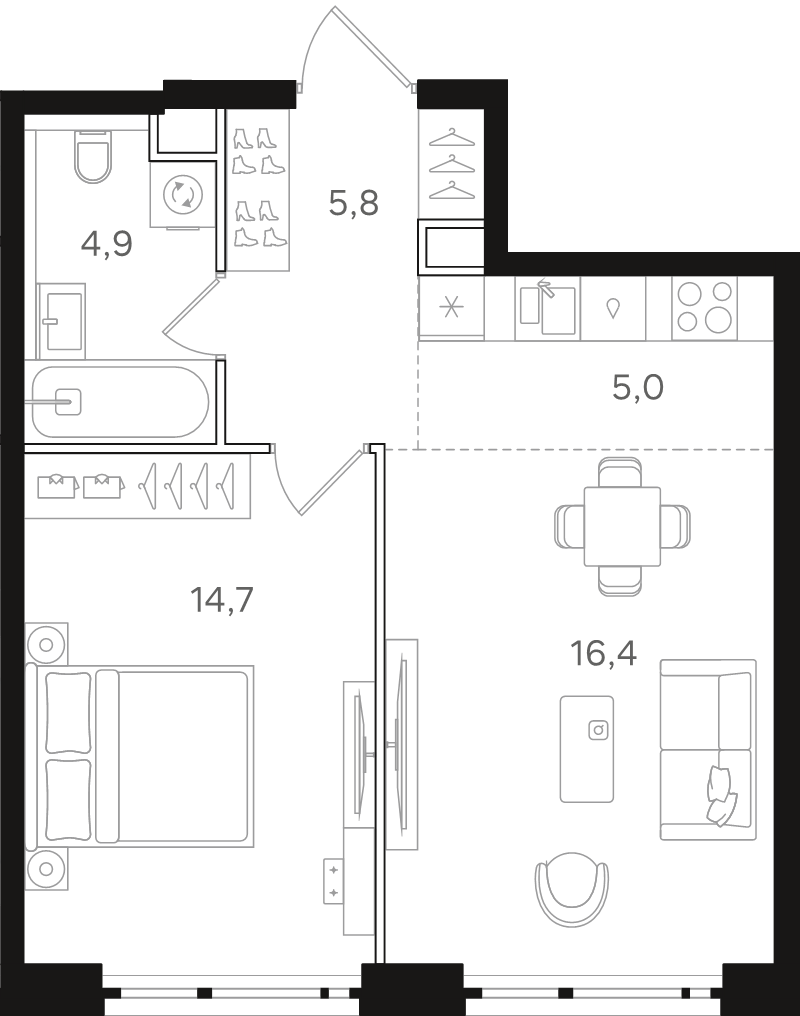 Продажа 1-комн квартиры в новостройке Москва г., Открытое ш.,  к. 5
