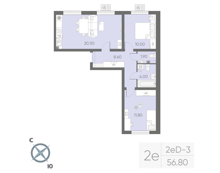 Продажа 2-комн квартиры в новостройке Санкт-Петербург г., Пискаревский пр-кт,  к. 20