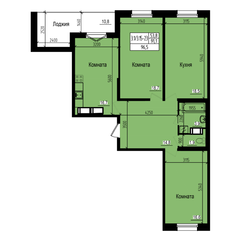 Продажа 3-комн квартиры в новостройке Парголово п., Заречная ул.,  к. 2