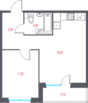Продажа 1-комн квартиры в новостройке Пушкин г., 1-я линия, территория Лесное,  к. 1.1