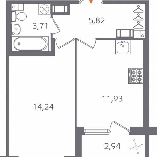 1-комн квартира Маршала Блюхера пр-кт,  д. 15
