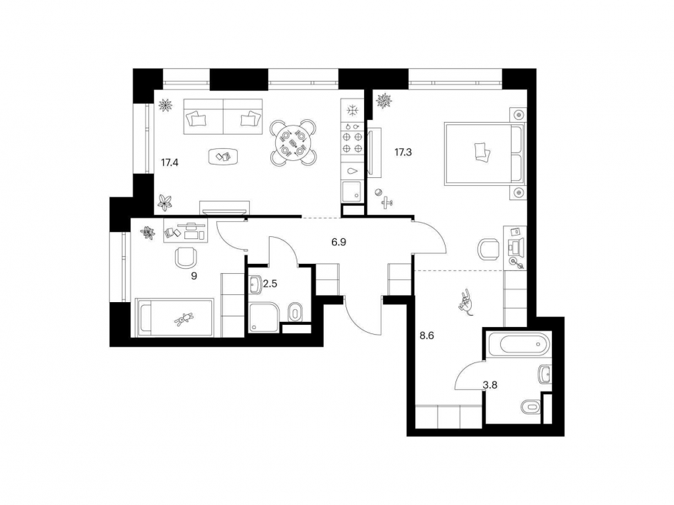 Продажа 2-комн квартиры в новостройке Середневский лес, корп. 2.1.2