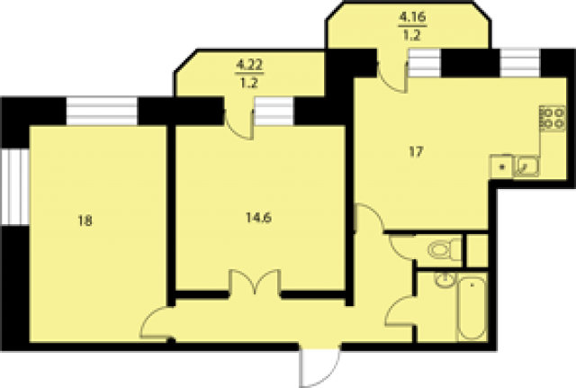 Планировка ЖК Сильвия, 32.6 м2