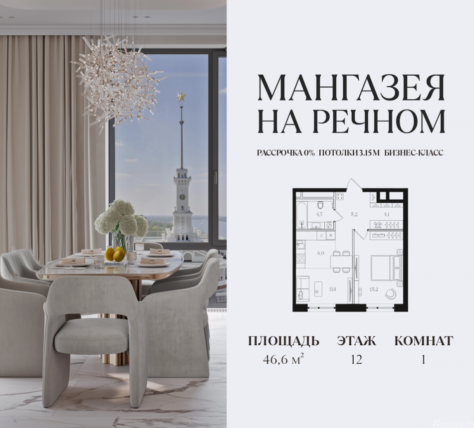 Продажа 1-комн квартиры в новостройке ЖК Мангазея на Речном