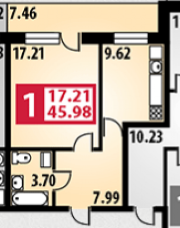Планировка ЖК Парковый, 17.21 м2
