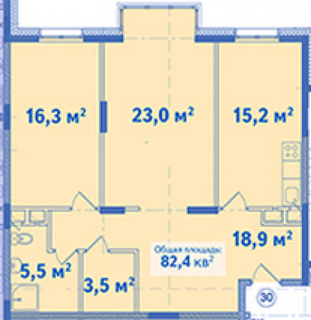 Планировка ЖК Болтино, 39.3 м2