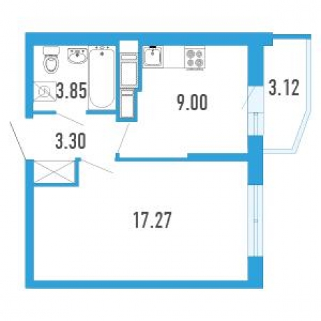 Планировка ЖК Территория, 17.27 м2