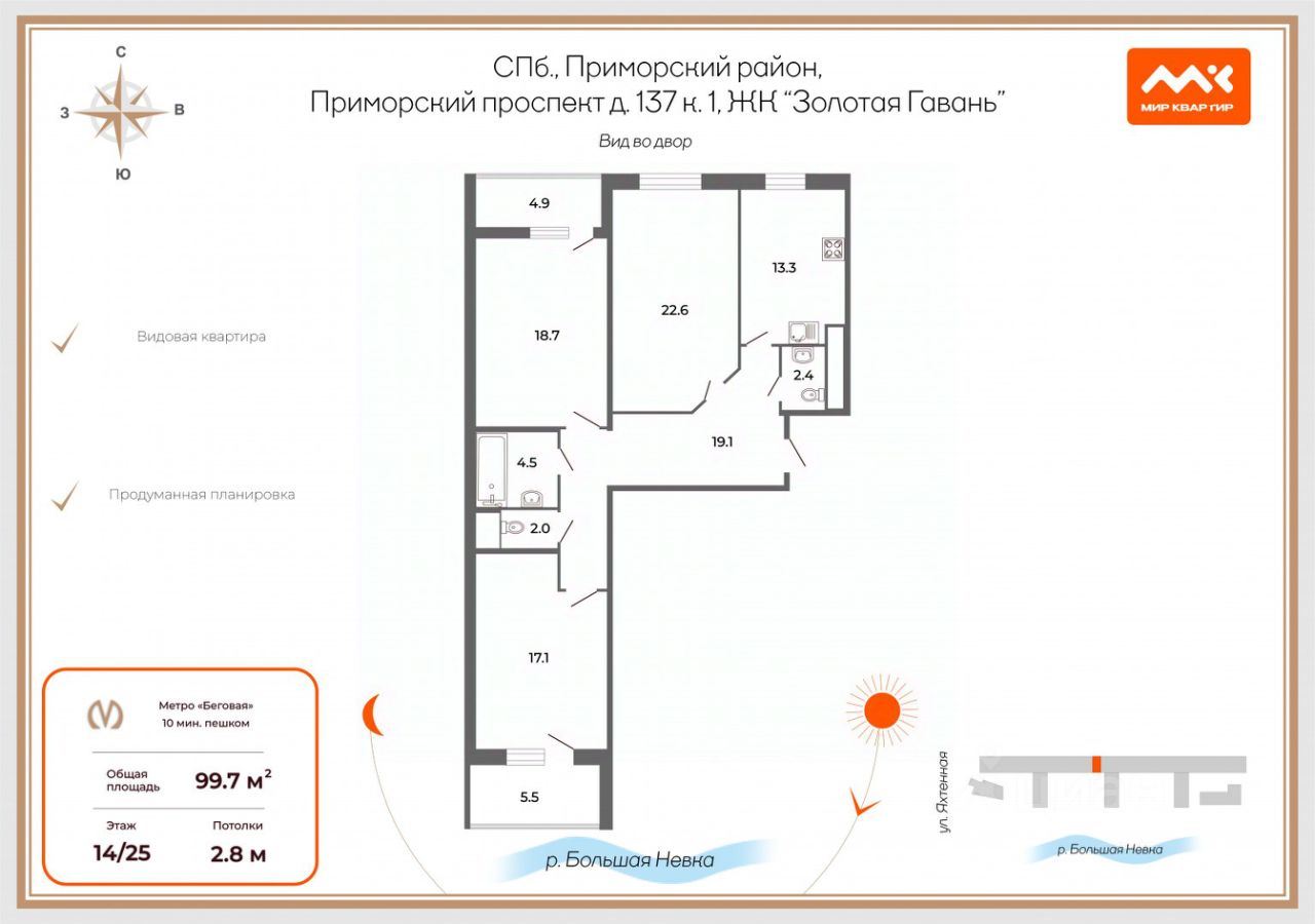 Продажа 3-комн квартиры на вторичном рынке Приморский проспект, 137к1