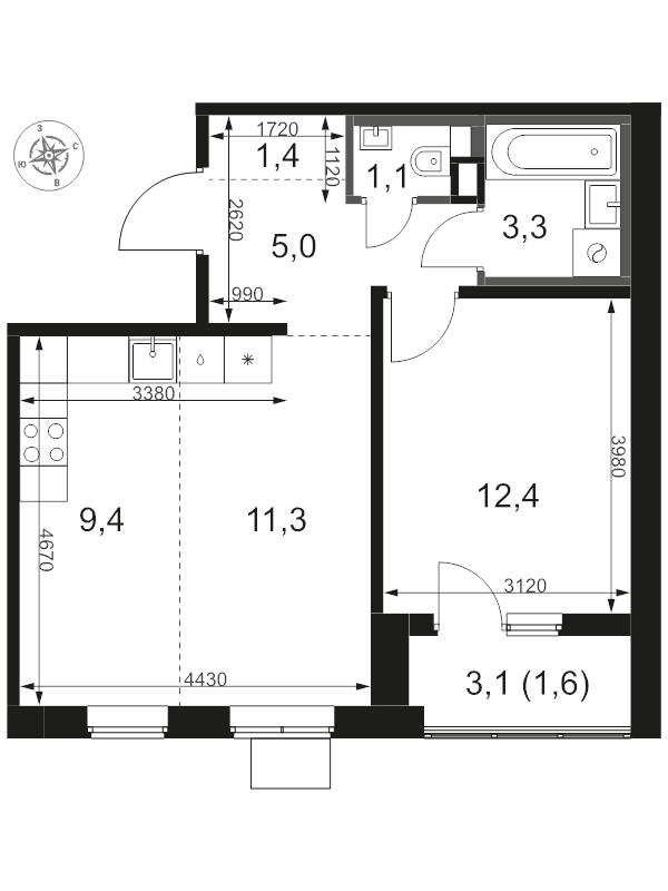 Продажа 1-комн квартиры в новостройке Химки г., Олимпийская ул.,  к. 1.4
