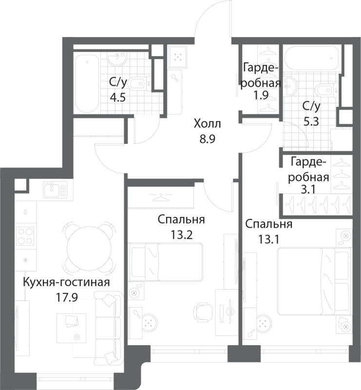 Продажа 2-комн квартиры в новостройке Москва г., Проектируемый проезд № 7024,  к. 2