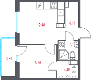 Продажа 1-комн квартиры в новостройке Пушкин г., 1-я линия, территория Лесное,  к. 2.2