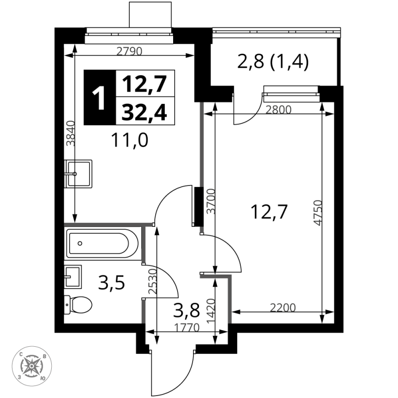Продажа 1-комн квартиры в новостройке Сапроново д., Калиновая ул.,  к. 5