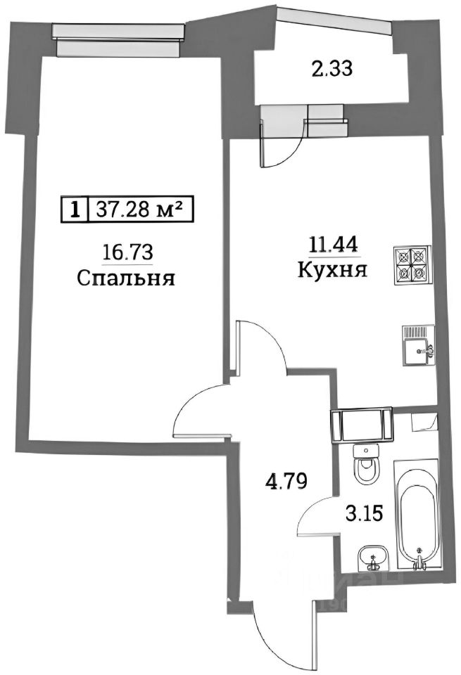 Аренда 1-комн квартиры на вторичном рынке Мурино, проспект Ручьевский, 2