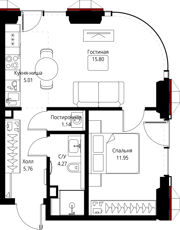 Продажа 1-комн квартиры в новостройке Москва г., Верейская ул.,  к. SET.2.С