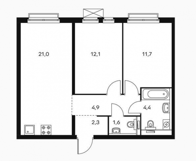 Планировка ЖК Михайловский парк, 23.8 м2