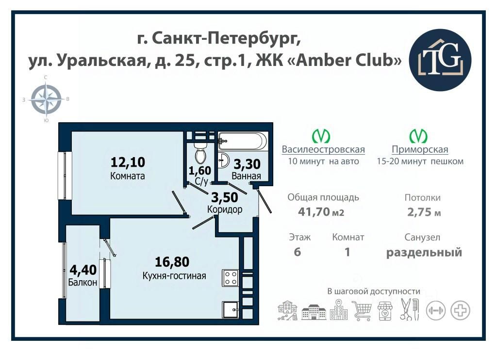 Продажа 1-комн квартиры на вторичном рынке Уральская улица, 25