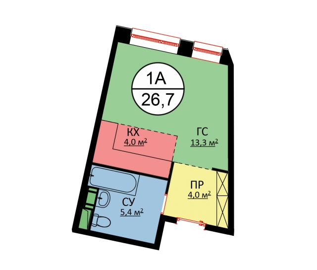 Планировка ЖК Букинист, 13.3 м2