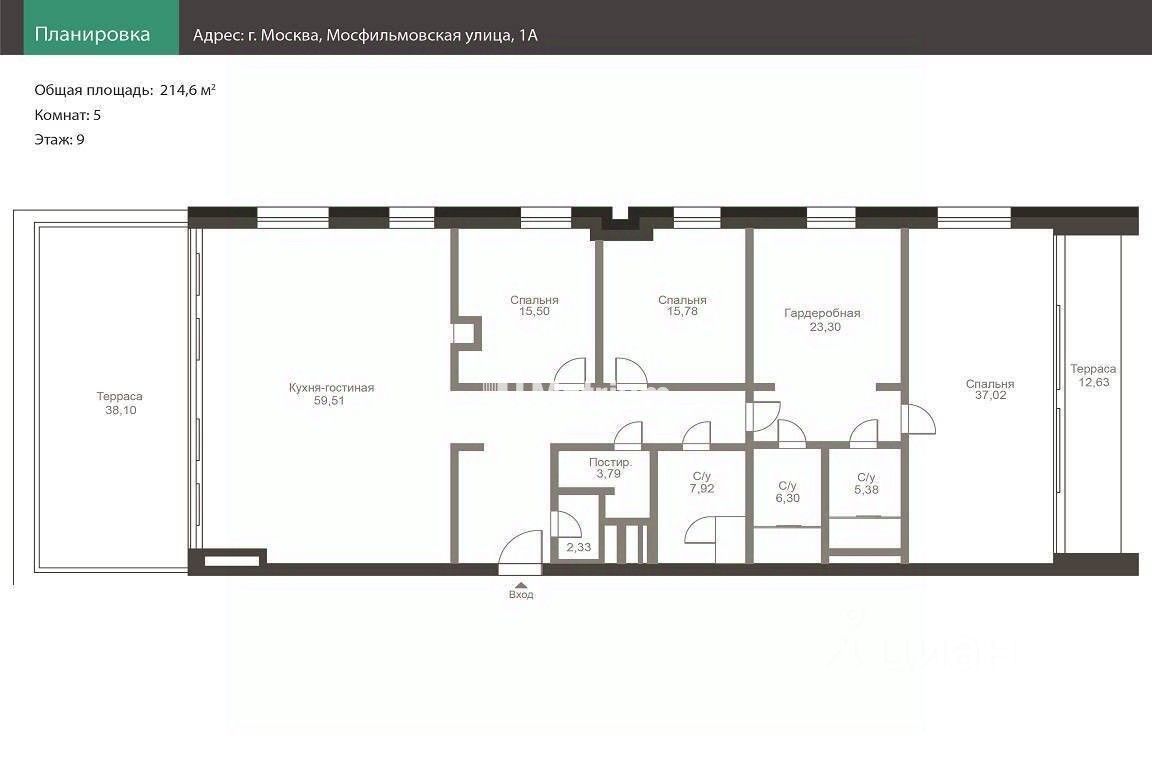 Продажа 5-комн квартиры на вторичном рынке Мосфильмовская улица, 1к1