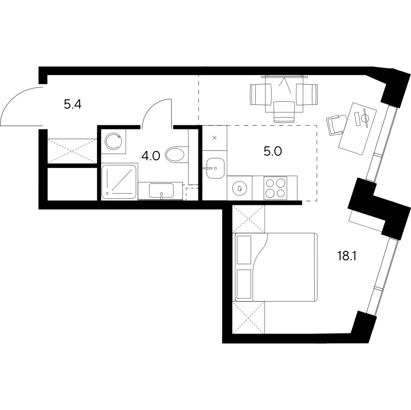 Продажа студии Москва г., Ярцевская ул.,  к. 1