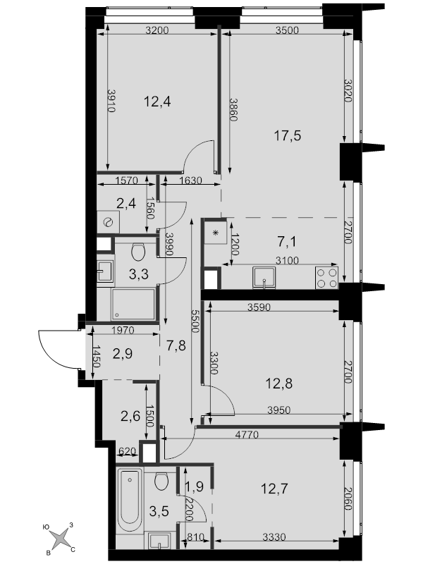 Продажа 3-комн квартиры в новостройке Москва г., Розанова ул.,  к. 5