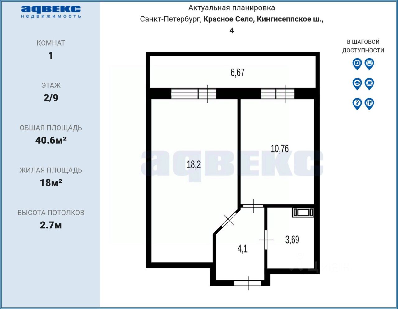 Продажа 1-комн квартиры на вторичном рынке Красное Село г, Кингисеппское ш,  д. 4