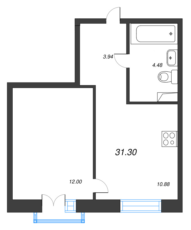 Продажа 1-комн квартиры в новостройке Санкт-Петербург г., Курчатова ул.,  к. 1
