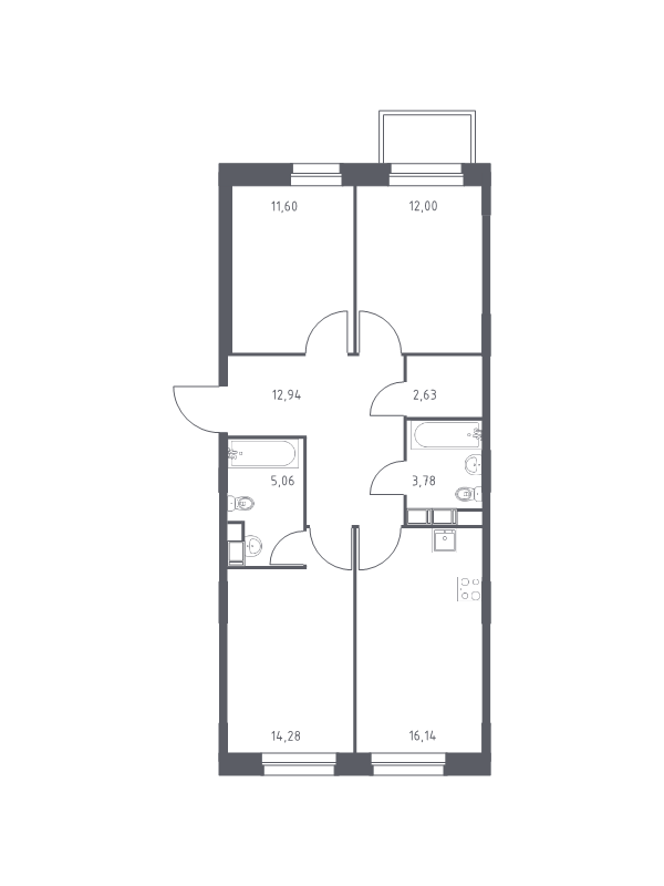 Продажа 3-комн квартиры в новостройке Cтолбово д., Проектируемый проезд № 7032,  к. 13