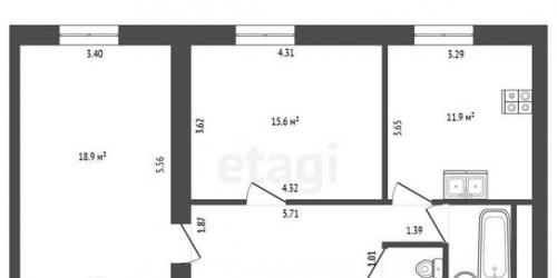 2-комн квартира Разночинная Б. ул,  д. 11