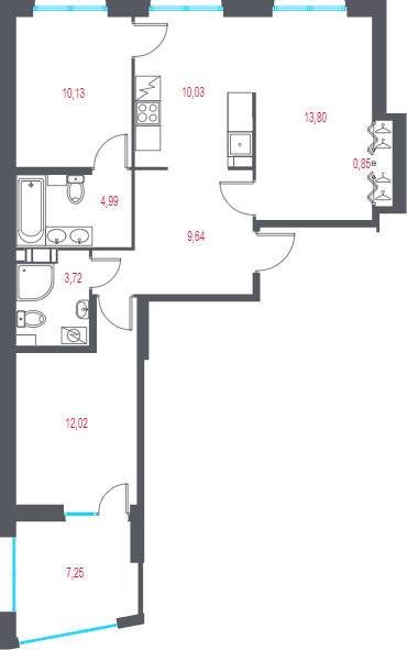 Продажа 3-комн квартиры в новостройке Пушкин г., 1-я линия, территория Лесное,  к. 2.3