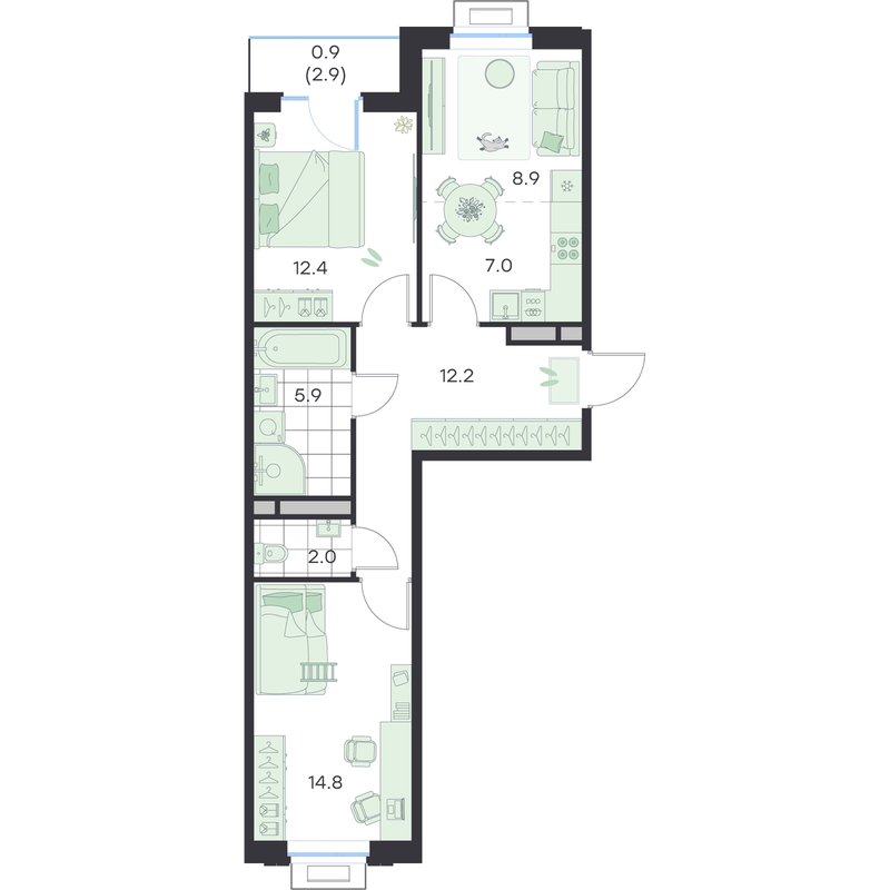 Продажа 2-комн квартиры в новостройке Раменское г., Михалевича ул.,  к. 1