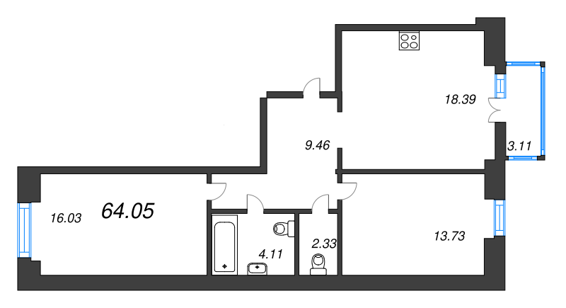 Продажа 2-комн квартиры в новостройке Санкт-Петербург г., Масляный канал,  к. 1