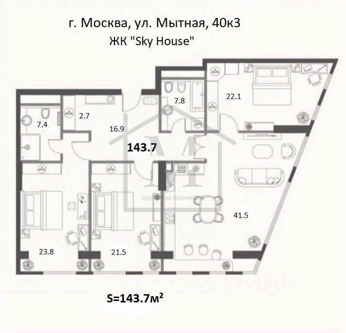 Продажа 4-комн квартиры на вторичном рынке Мытная улица, 40к3