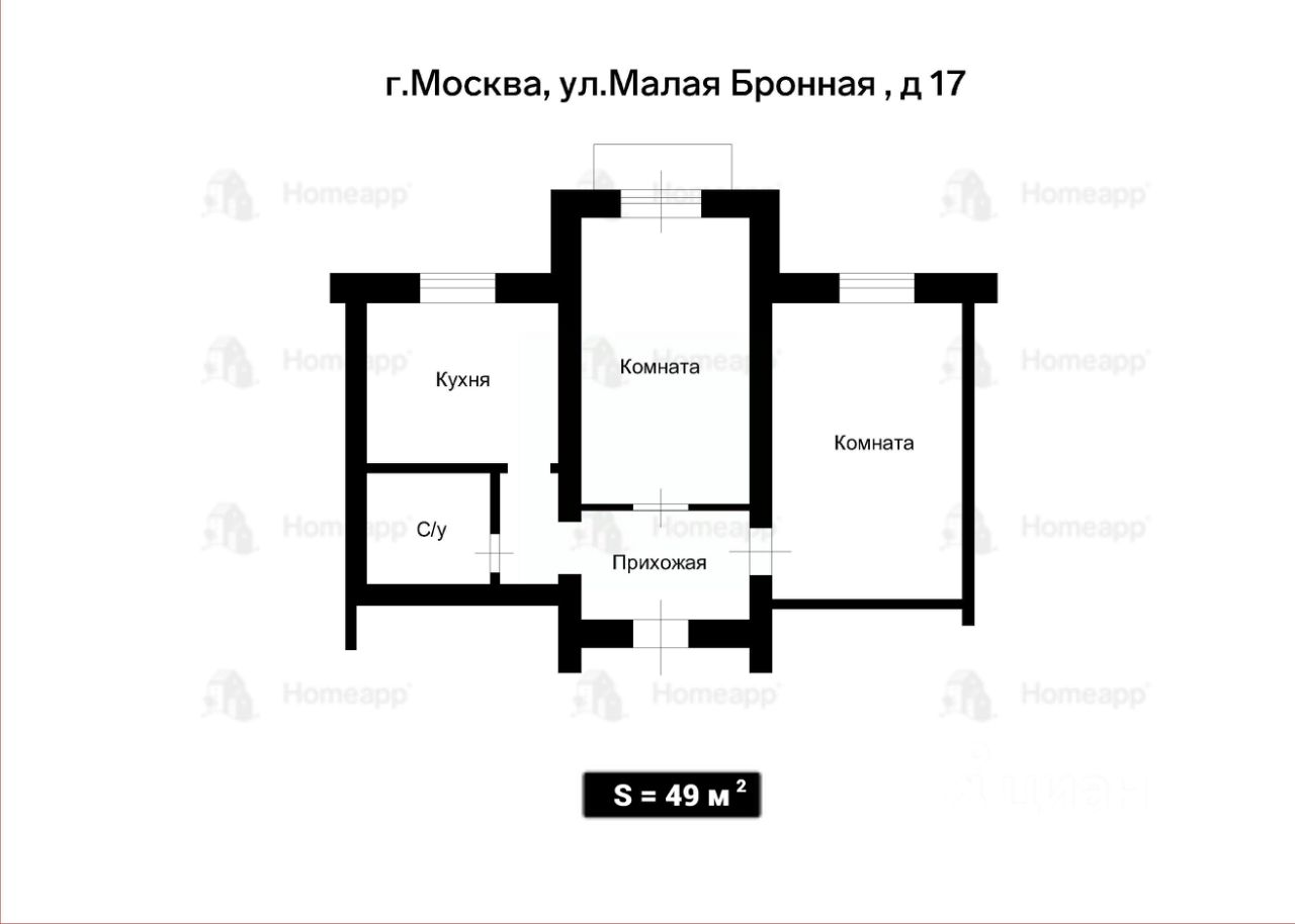 Продажа 2-комн квартиры на вторичном рынке Малая Бронная улица, 17