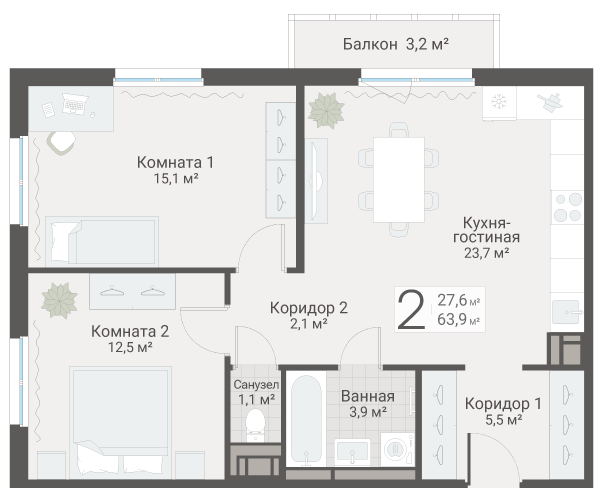 Продажа 2-комн квартиры в новостройке Санкт-Петербург г., Руднева ул.,  к. 3