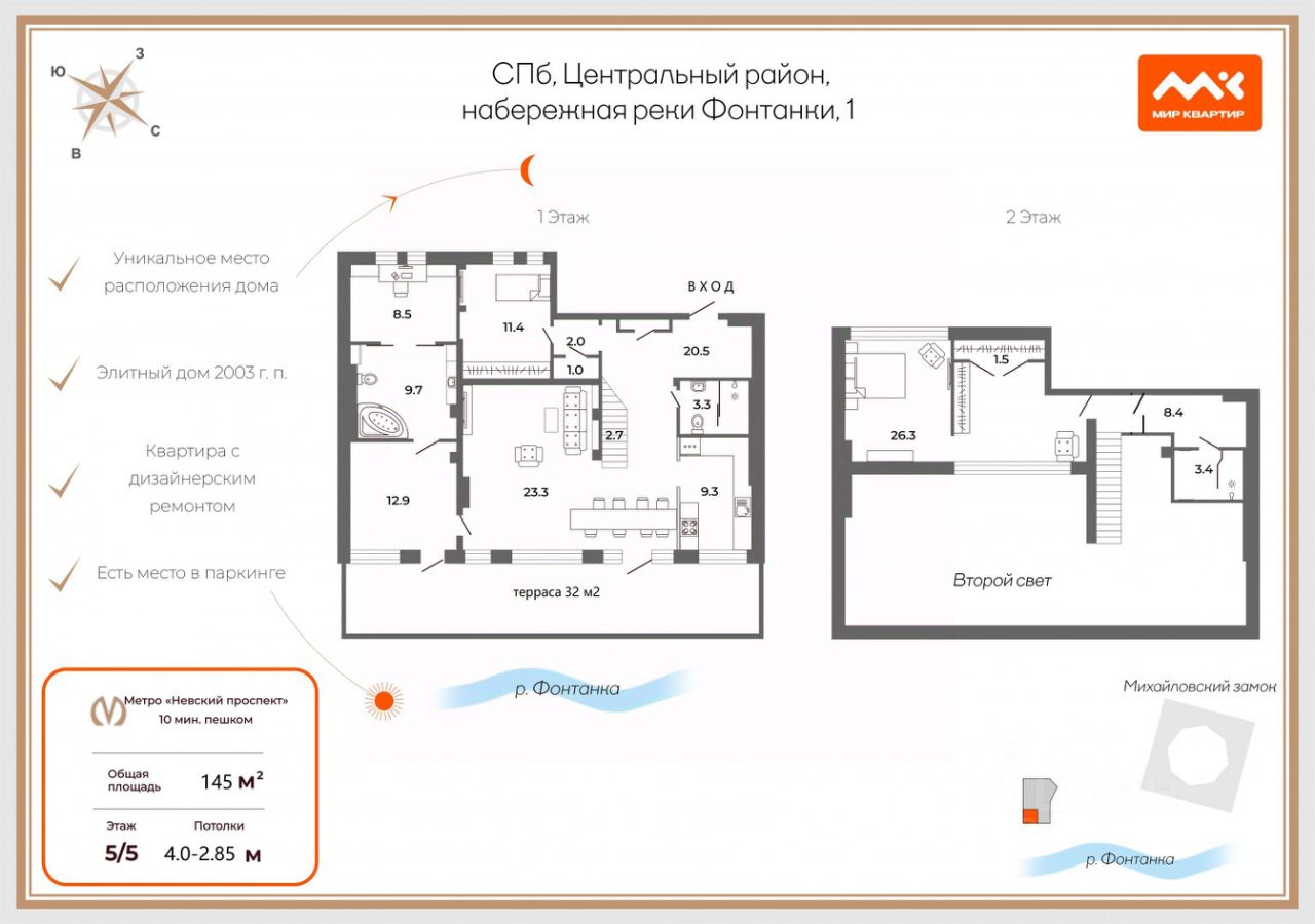 Продажа 4-комн квартиры на вторичном рынке набережная Реки Фонтанки, 1