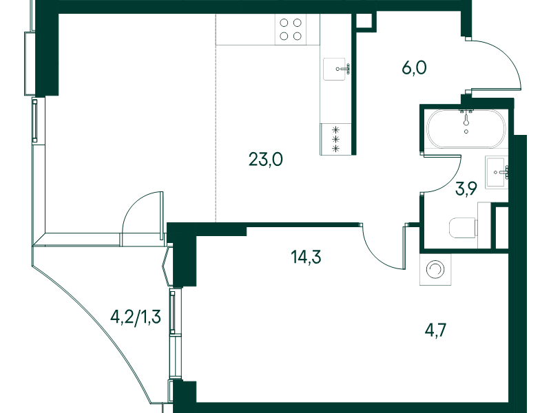 Продажа 1-комн квартиры в новостройке Москва г., Чкаловский б-р,  к. 3.2