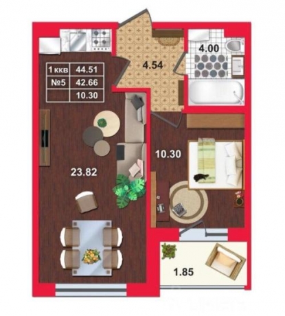 Планировка ЖК Лисий Нос Green, 10.3 м2