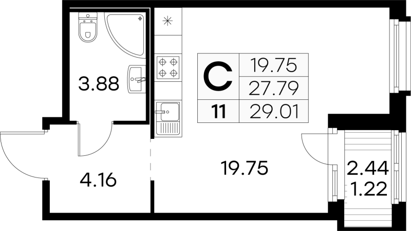 Продажа студии Парголово п., Михайловская дор.,  к. 4